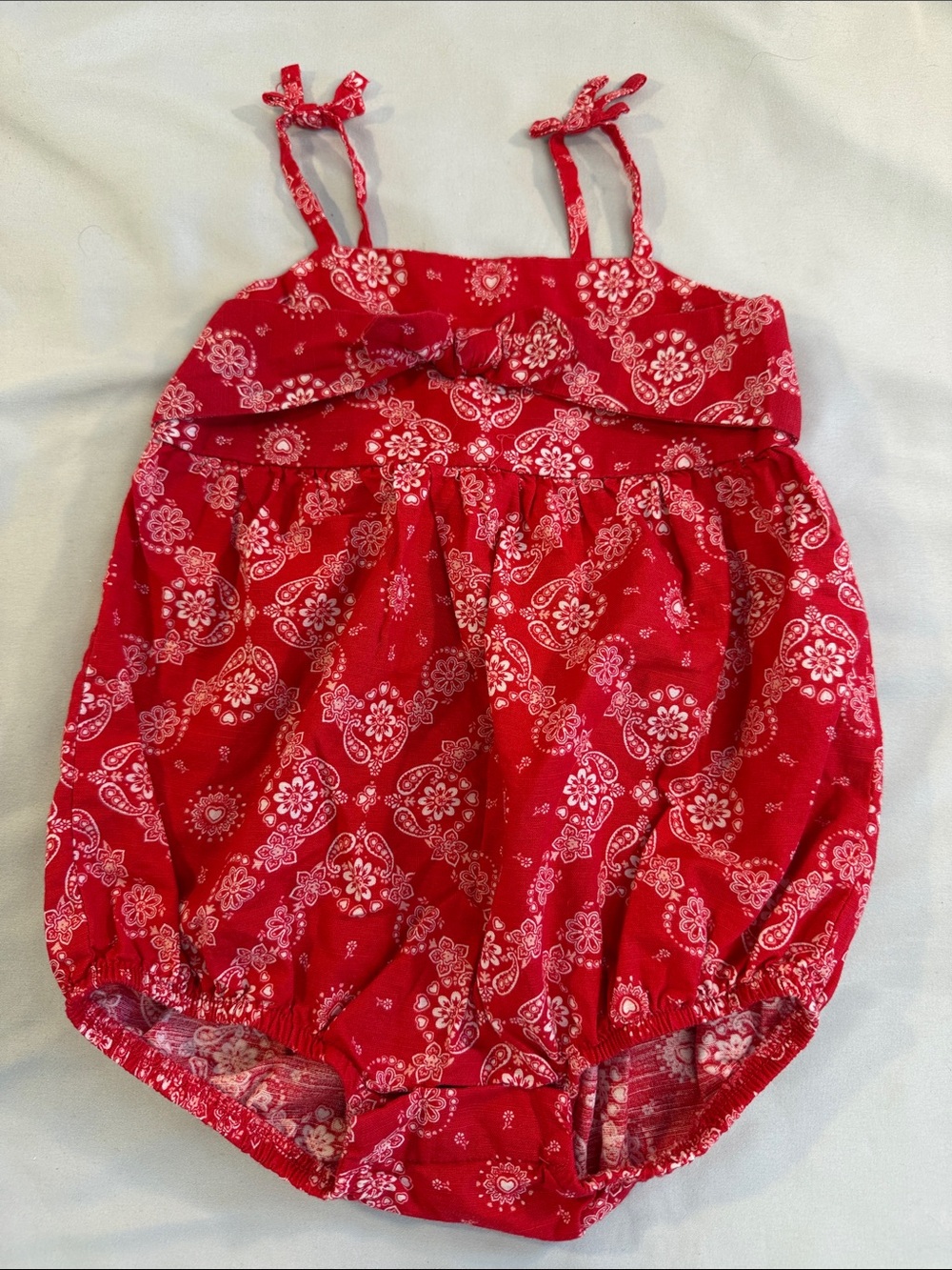 OshKosh B'gosh Red Paisley Baby Girl Romper